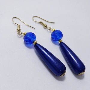 Blue Glass Beads Earrings